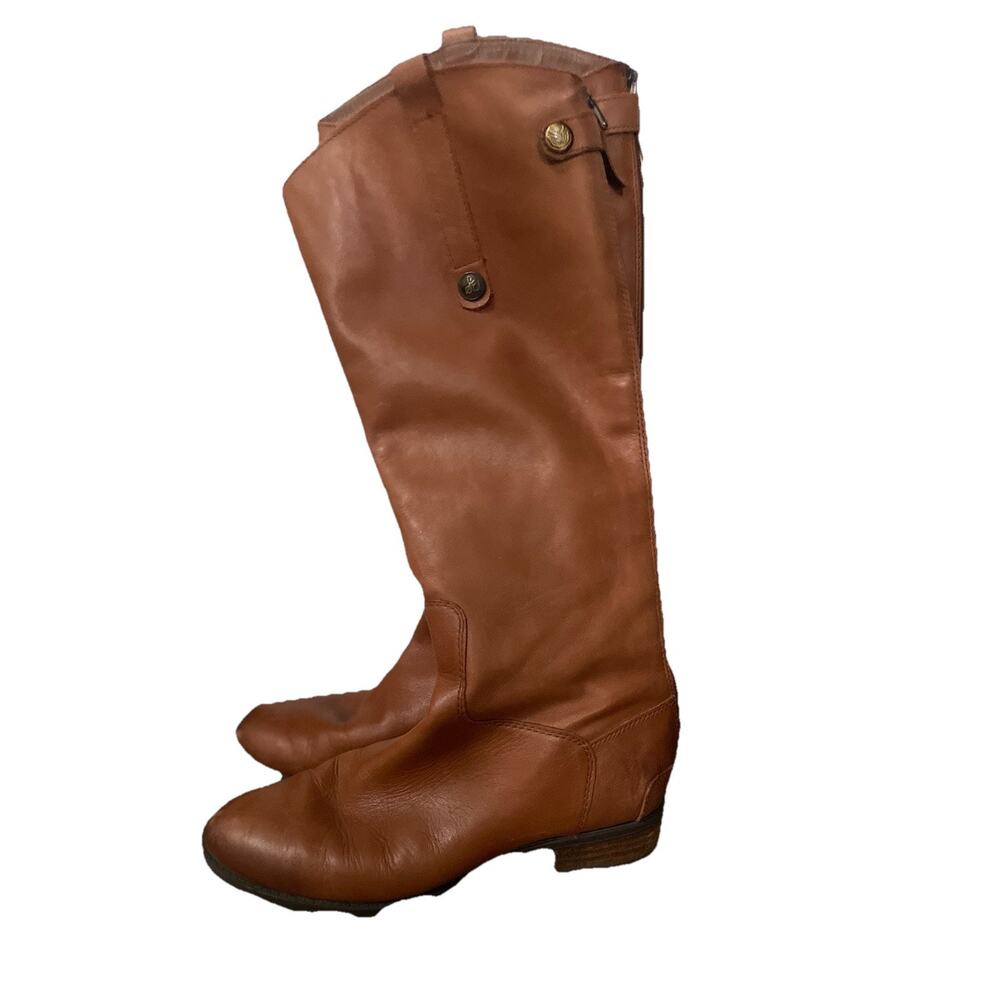 Sam Edelman Women's Penny Leather Riding‎ Boot Size7.5M/37.5 Camel Whiskey Brown